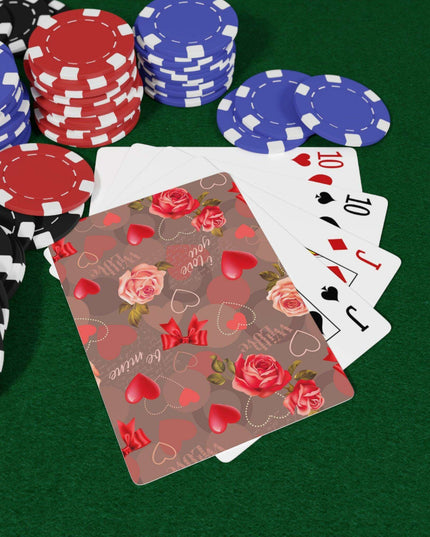 Valentine Red Heart Peekaboo Playing Cards - Enhance Your Game Nights
