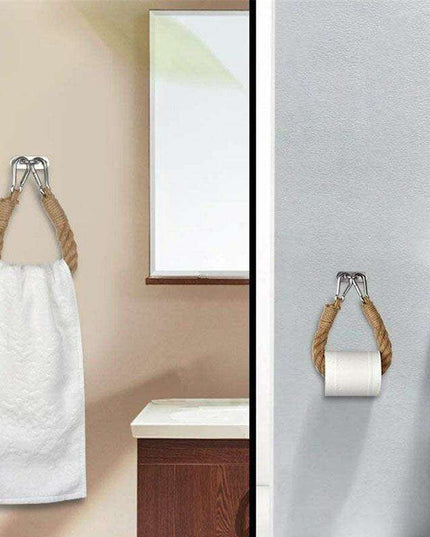 Chic Handcrafted Hemp Rope Toilet Paper Holder - Rustic Farmhouse Aesthetic