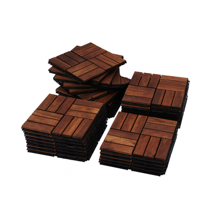 Room & Decor Acacia Wood Interlocking Deck Tiles - 30 Pcs, 12"x12