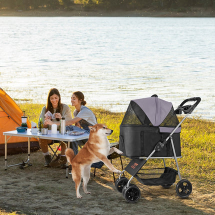 Peekaboo Studio Foldable Pet Stroller with Detachable Carrier, 35lbs C