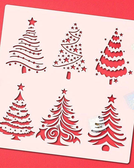 Creative Christmas Stencils Set - Reusable Templates for Festive Tree and Star Crafts