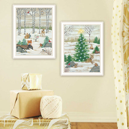 Lisa Kennedy 2-Piece Woodland "Critters For Christmas" Framed Wall Art