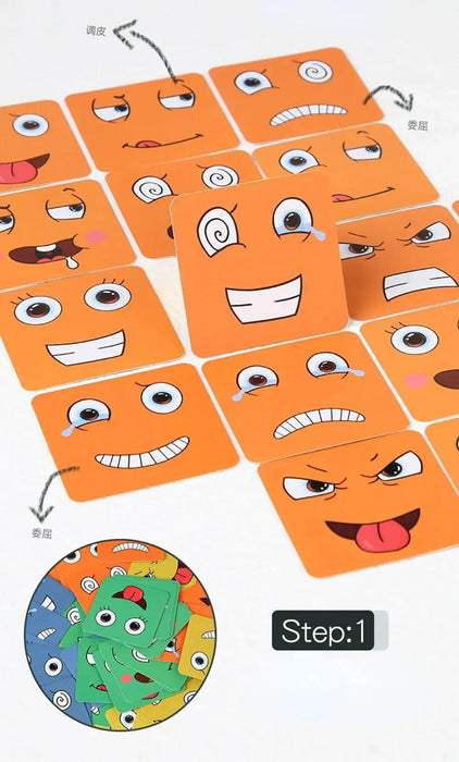 Emoticon Adventure Cube Puzzle: Educational Game Set for Kids