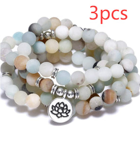 Peekaboo Studio Tiger Eye Bracelet Necklace - 108 Buddha Beads, Lotus