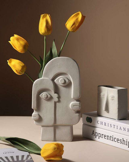 Abstract Beauty: Handcrafted Porcelain Vase with Geometric Charm