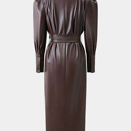 Sophisticated Lace-Up Petite Trench Coat with Elegant POLO Neck