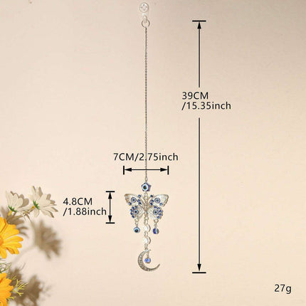 Enchanting Crystal-Embellished Iron Evil Eye Dream Catcher Necklace