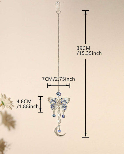 Enchanting Crystal-Embellished Iron Evil Eye Dream Catcher Necklace