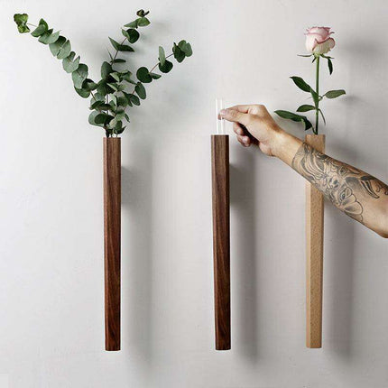 Chic Wooden Wall-Mounted Floral Vase - 14.5cm Elegant Display Stand