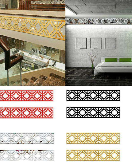 Sophisticated 3D Acrylic Crystal Wall Decals - Luxurious Home Decor in Elegant Gold, Silver, Black, and Red