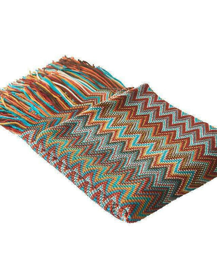 Nordic Luxe Knitted Throw Blanket with Timeless Stripes and Superior Polyester Craftsmanship