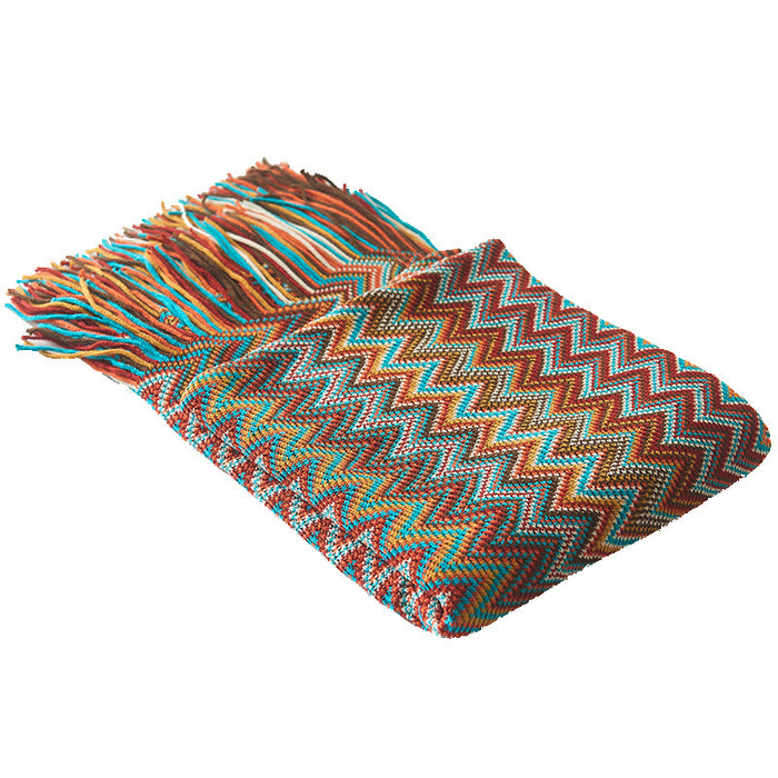 Elegant Nordic Striped Sofa Blanket with Premium Polyester Material