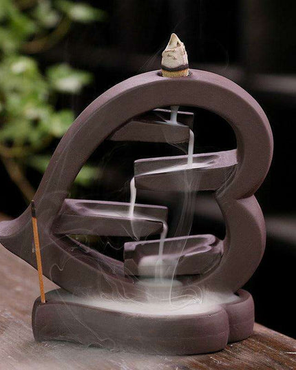 Serene Heart-Shaped Backflow Incense Burner in Elegant Purple Sand