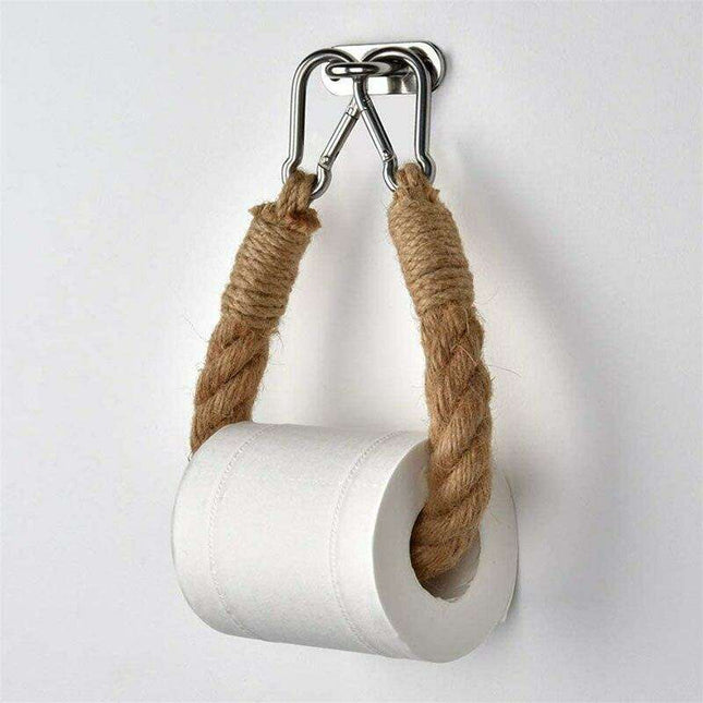Chic Handcrafted Hemp Rope Toilet Paper Holder - Rustic Farmhouse Aesthetic