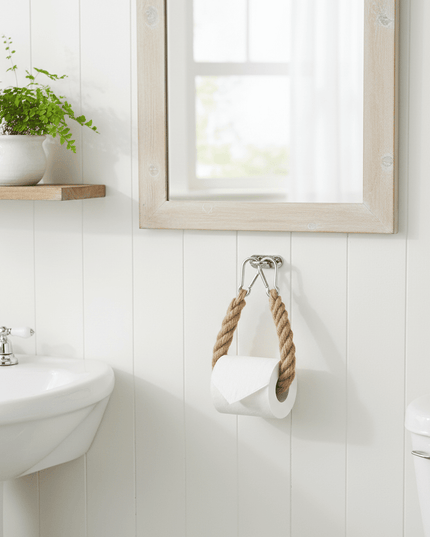 Chic Handcrafted Hemp Rope Toilet Paper Holder - Rustic Farmhouse Aesthetic