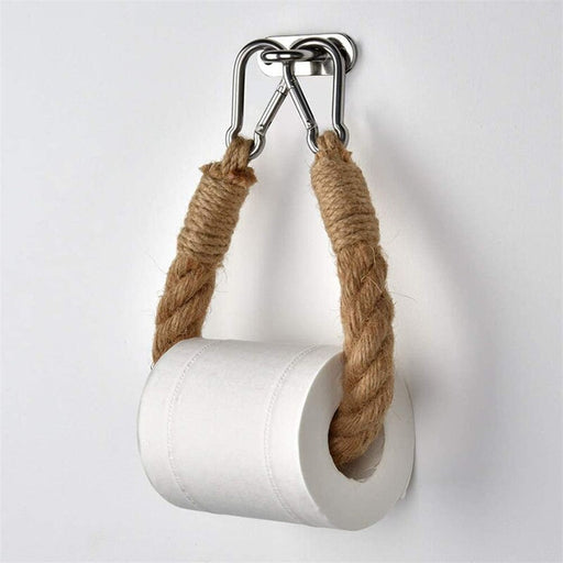 Country Chic Hemp Rope Toilet Paper Holder with Rustic Farmhouse Flair