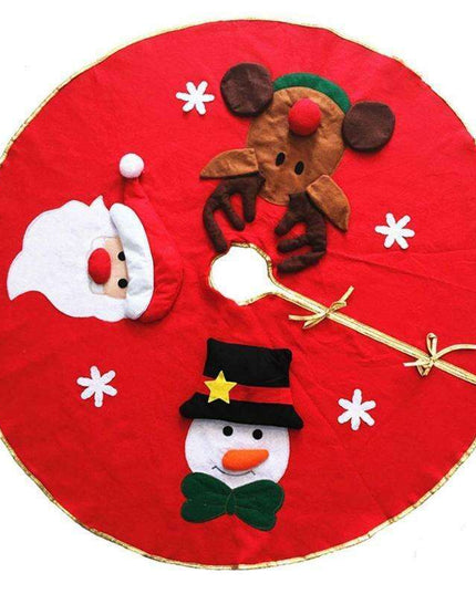Festive Red Embroidered Christmas Tree Skirt - 90/100cm Diameter