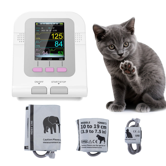 Veterinary CONTEC08A-VET Digital Blood Pressure Monitor With 3 Cuffs Color LCD