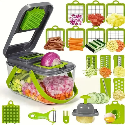 22-in-1 Manual Food Chopper – 14 Blades, Versatile Slicing