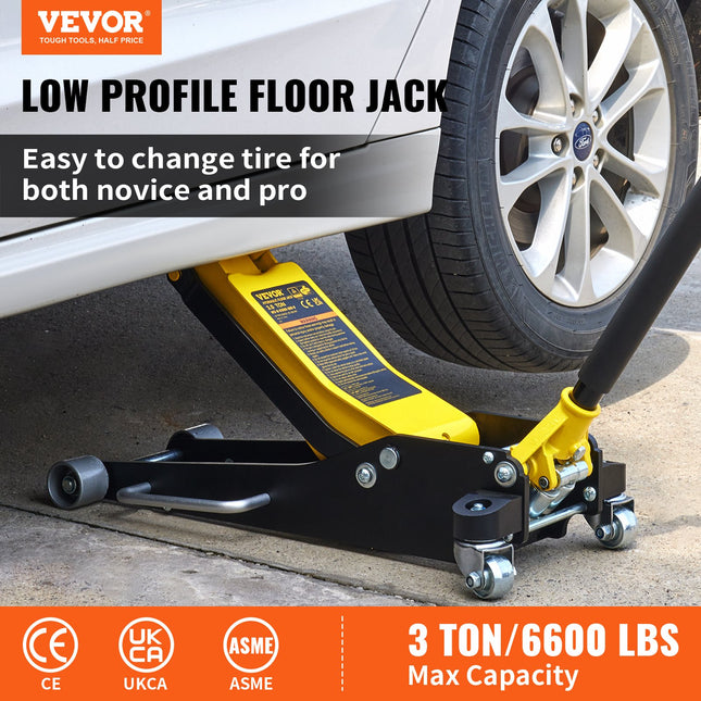 VEVOR 3 Ton Low Profile Racing Floor Jack with Dual Pump Lift System
