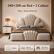 180X200cm Bed (1 Bed + 1 Night stands) / Greige