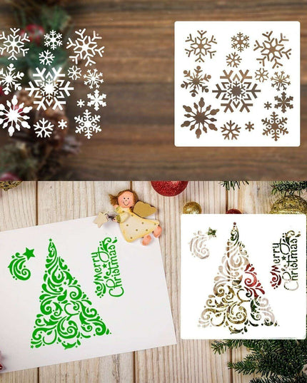 Festive 8-Piece Stencil Set for Creative Holiday DIY - Durable, Reusable, and Perfect for Decorating Wood, Walls, and Fabrics