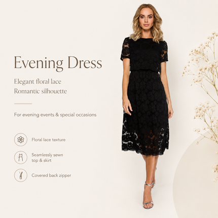 Moe Lace Evening Dress — Sleeveless Floral Mini with Flowy Skirt Dresses evening-dress-19 Clothing > Dresses > Evening Dresses