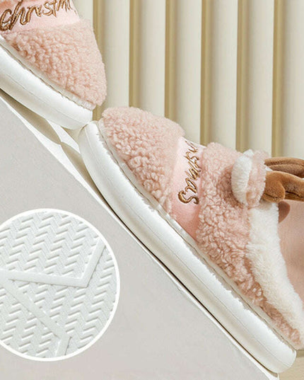 Cozy Elk Design Christmas Slip-On Slippers for Winter Home Comfort