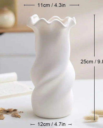 Sleek White Twisted Tube Ceramic Vase for Contemporary Decor