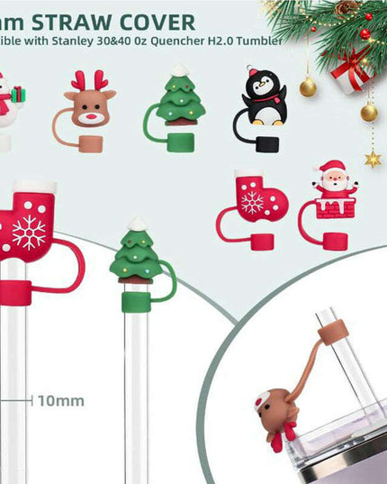 New Christmas Straw Dust Cover 10mm Cup Accessories