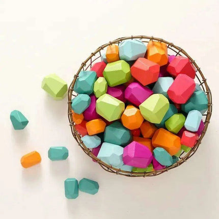 Colorful Wooden Building Blocks Kit for Creative Learning and Logical Development