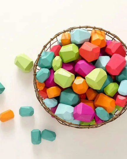 Colorful Wooden Building Blocks Kit for Creative Learning and Logical Development