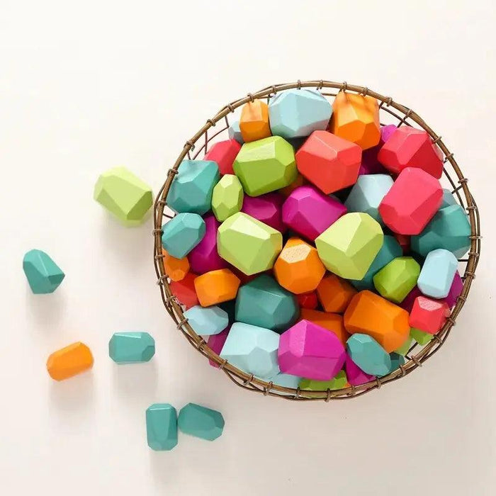 Colorful Wooden Building Blocks Kit for Creative Learning and Logical Development