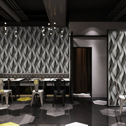 Peekaboo Studio 3D Abstract Wave Pattern PVC Wallpaper - Durable & Sty