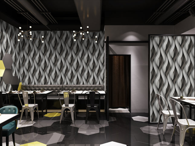 Peekaboo Studio 3D Abstract Wave Pattern PVC Wallpaper - Durable & Sty