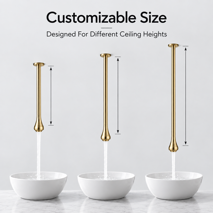 Ceiling-Mounted Sensor Bathroom Faucet - Solid Brass, Customizable Length
