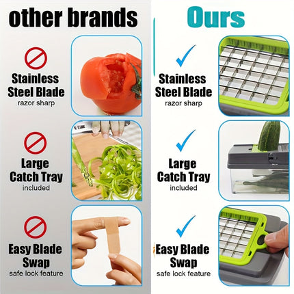 22-in-1 Manual Food Chopper – 14 Blades, Versatile Slicing