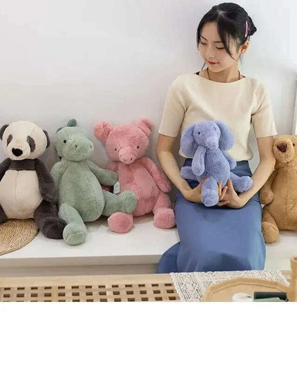 Adorable Plush Fluffy Animal Cuddly Dolls - Elephants, Teddy Bears, Pandas, and Dinosaurs for Kids