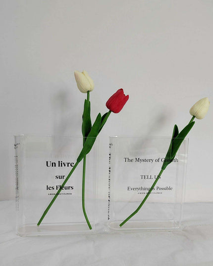 Chic European-Inspired Transparent Acrylic Book Vase - Modern Decor Accent