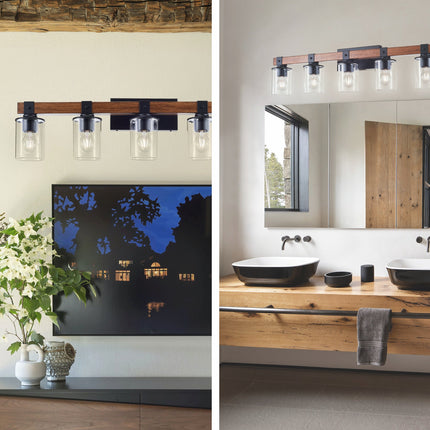Room & Decor Rustic 5-Light E26 Vanity Light Fixture with Clear Glass