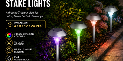 Peekaboo Studio 24-Pcs Solar Garden Lights, IP44 Waterproof, 7 Colors