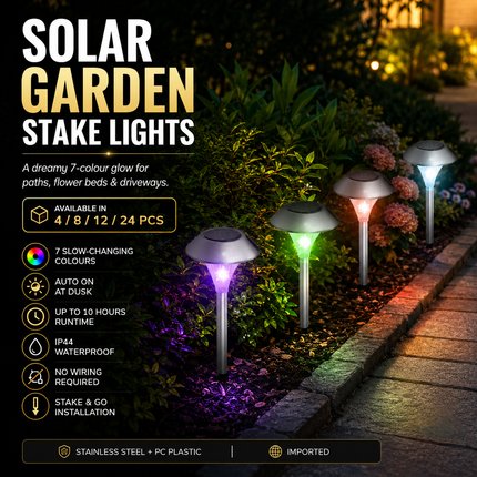 Peekaboo Studio 24-Pcs Solar Garden Lights, IP44 Waterproof, 7 Colors