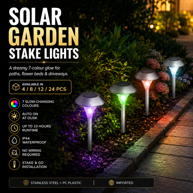 Peekaboo Studio 24-Pcs Solar Garden Lights, IP44 Waterproof, 7 Colors