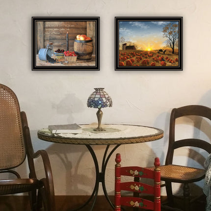 Billy Jacobs 2-Piece Autumn Sunrise Wall Art Set, Black Framed Decor