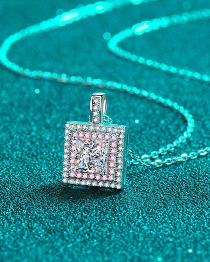 Elegant Moissanite Square Pendant Necklace - Adjustable Luxury Chain