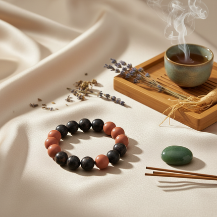 Très Elite Healing Crystal Bead Bracelet — TCM Gemstone | Amethyst, Jade & Lava Stone