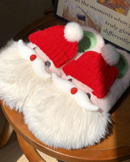 Cute Christmas Santa Claus Home Slippers Winter Warm Indoor Non-slip Floor Plush Shoes For Women