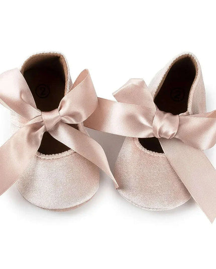 Adorable Baby Girl Crib Shoes with Butterfly Knot - Non-slip Soft Cotton Rubber First Walkers