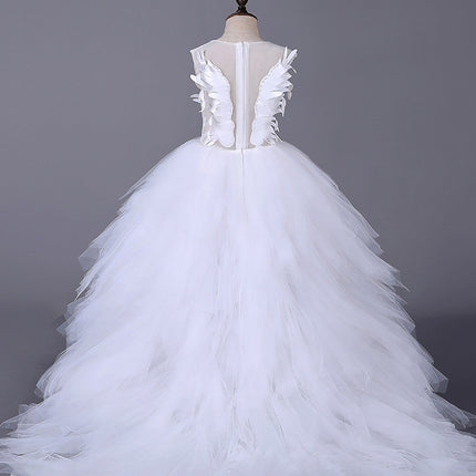 Peekaboo Studio Girl Princess Pompom Skirt Wedding Dress, Floral Desig