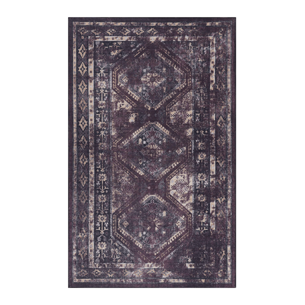 Room and Decor Black Burgundy 3X5 Washable Non-Slip Area Rug